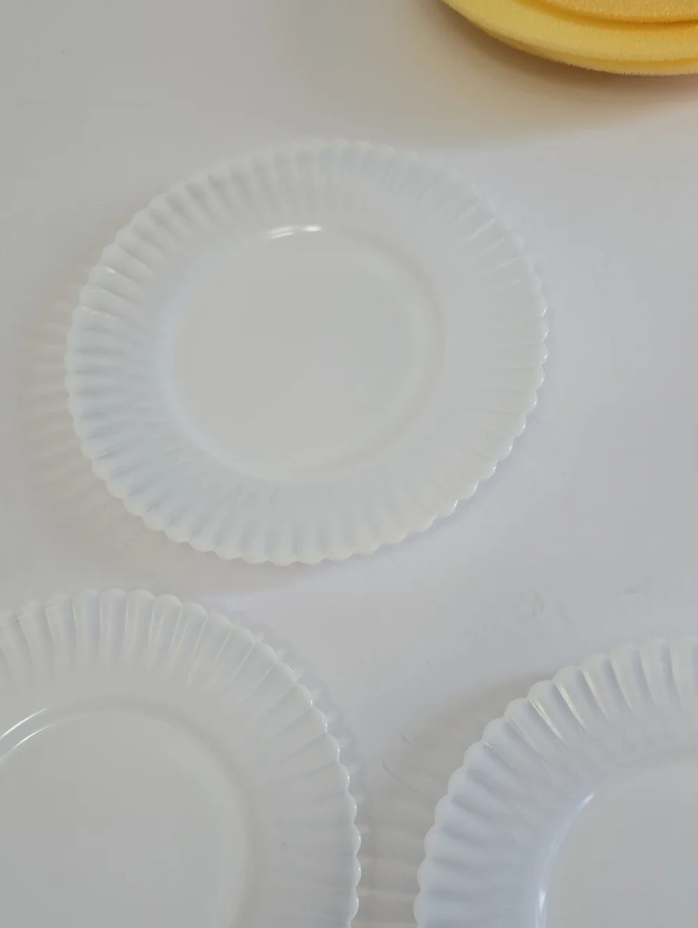 Vintage MacBeth Evans Set Of 8 Ringed Base Petalware Monax Bread Plates White 6